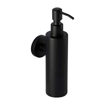Immagine di Ambrosya Dispenser di Sapone in Acciaio Inossidabile Nero Porta Supporto per Il Bagno (Acciaio (Nero), Rotondo)
