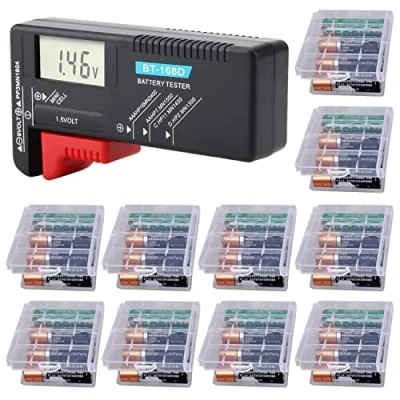 Immagine di GTIWUNG 1Pc Tester Batteria Digitale LCD, per Batterie, Pile BT 168D, Tensione Universale AA/AAA/C/D 1.5V, PP3 9V e Batterie a Bottone, 10Pcs Contenitore