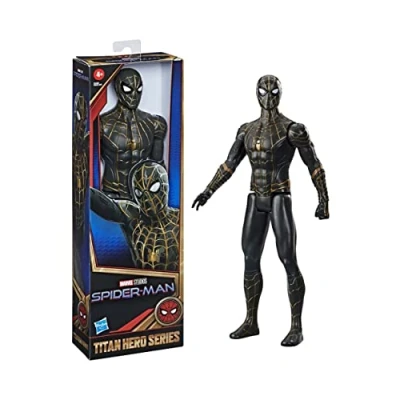 Immagine di Hasbro Spider Man con Armatura Nera e Dorata, Action Figure 30 cm Titan Hero Series, Ispirata al film di &quot;No Way Home&quot;, per Bambini dai 4 Anni in su