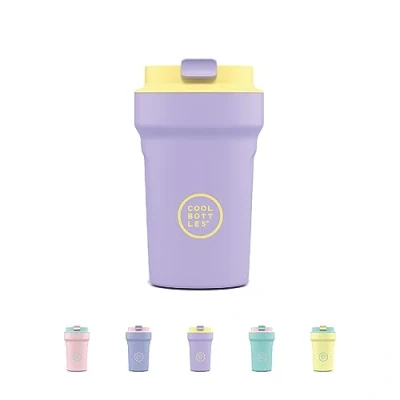 Immagine di Cool Bottles Paradise Tumbler Bicchiere Termico in Acciaio Inossidabile 350 ml Bali Magenta e Giallo Coperchio Ermetico Bevande Fredde 10 ore Calde 5 Finitura Antimacchia