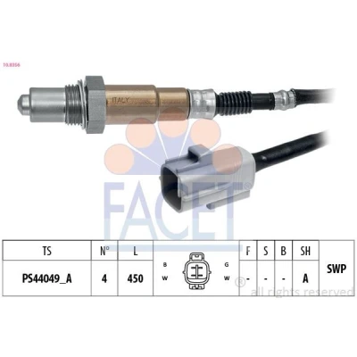Immagine di FACET 10.8356 Sonda lambda Made in Italy OE Equivalent riscaldato, planare, Filettatura prelubrificata 4 MITSUBISHI: Lancer 8 Limousine