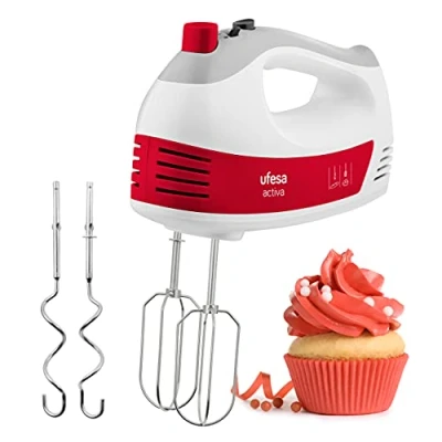 Immagine di Ufesa BV4650 Sbattitore Elettrico, 400 W, 5 velocità + Turbo, Tasto Espulsione Accessori, 2 Fruste Impastatrici, Design Ergonomico con Impugnatura Morbida, BPA Free