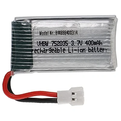 Immagine di vhbw batteria con XH 2.54 2P per modellismo es. macchine da corsa, elicotteri, aerei (400mAh, 3,7V, Li Poly, 37 x 20 8 mm)