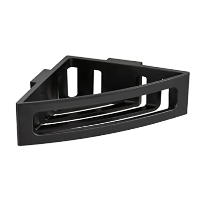 Immagine di WENKO Turbo Loc Bralia Mensola angolare da bagno in plastica, fissaggio senza foratura, cestino profondo per una presa sicura di shampoo e gel doccia, 35 x 8,5 20 cm, colore: Nero