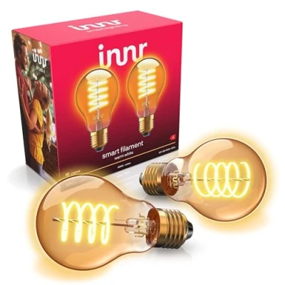 Immagine di innr Smart Lampadina LED Filamento E27, Zigbee Lampade Dimmerabile, Funziona con Hue*/ Home Assistant/Homey/Alexa, Lampadine Luce Calda, 550lm, 2 Pack