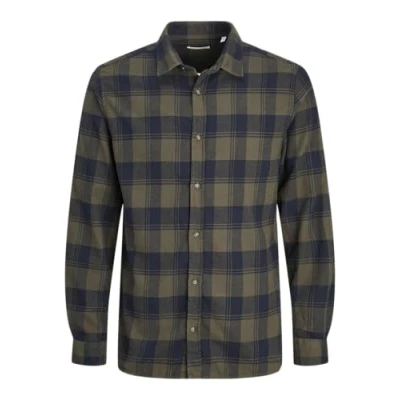 Immagine di JACK&amp;JONES PLUS Jjjoshua Fall Buffalo Maglietta LS Pls Camicia Casual, Notte Foresta, 6XL Uomo