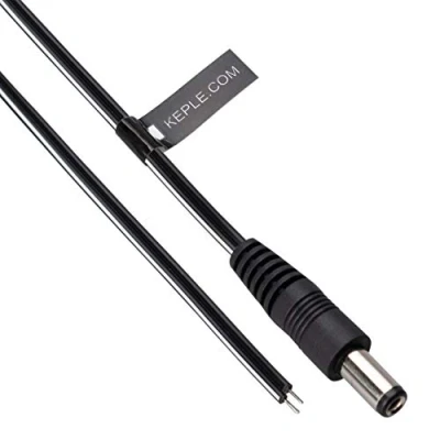 Immagine di Cavo di Prolunga Alimentazione CC DC 2.5mm / 5.5mm Jack Maschio a Spina Nuda 3m Adattatore Connettore Compatibile con CCTV Security Camera, IP DVR Standalone, LED Strip Monitor (Nero)