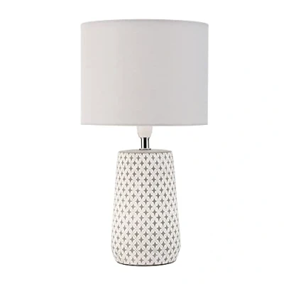Immagine di Pauleen Table luminaire 48215 Pretty Purity Lampada da Tavolo Max. 20 Watt Realizzata a Mano Bianco, Grigio Luce Comodino Look Naturale Tessuto, calcestruzzo E14