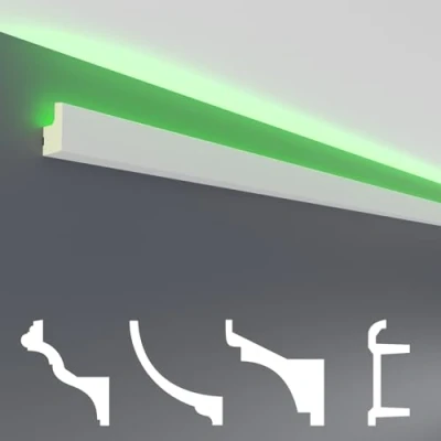 Immagine di HEXIM LED stucco pacchetti risparmio Illuminazione indiretta con strisce di soffitto in PU, leggero e opaco (10m 19) Decorazione angolo spot all&#039;interno