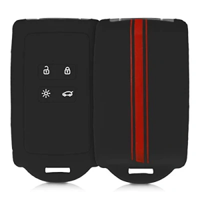 Immagine di kwmobile Custodia Compatibile con Renault 4 tasti Smart Key (solo Keyless Go) Cover Chiavi Auto Protezione Copri Telecomando Chiave Silicone Strisce Rally
