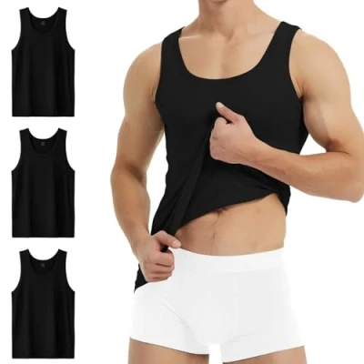 Immagine di YouShow Canottiere Uomo Cotone Nero Canotta Pacco da 3 Running Estive 2XL