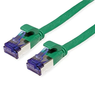 Immagine di Value 21.99.2145 RJ45 cavo di rete, patch CAT 6A F/UTP 5.00 m Verde Schermato, piatto, contatti connettore dorati 1 pz.