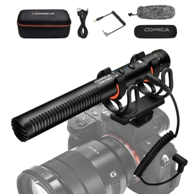 Immagine di comica VM20 Microfono a Fucile con Display OLED Power, Video Direzionale Super Cardioide per DSLR Canon Nikon Sony e Smartphone (Interfaccia da 3,5 mm)
