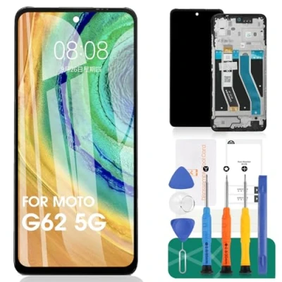 Immagine di Per Motorola Moto G62 Display LCD 5G Schermo di Ricambio Touch Screen Digitizer Assembly Kit Riparazione (Nero, Con Cornice)