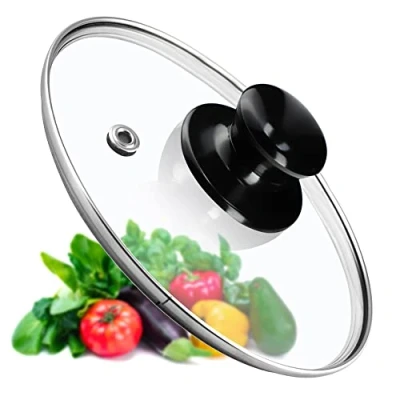 Immagine di KADAX coperchio per pentola, universale in vetro con manico nero lucido, resistente al calore diverse misure, padella, pentola (14 cm)