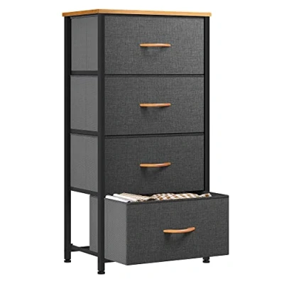 Immagine di YITAHOME Cassettiera in tessuto, armadietto con 4 cassetti, per Corridoio , vano contenitore soggiorno, camera da letto, cameretta dei bambini, grigio profondo