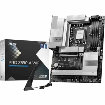 Immagine di Scheda madre MSI PRO Z890 A WIFI, ATX Supporta i processori Intel Core Ultra (Serie 2), LGA 1851 VRM 90A SPS, Memory Boost DDR5 (9066+ MT/s OC), PCIe 5.0 x16 e 4.0 x16, M.2 Gen5, Wi Fi 7, 5G LAN