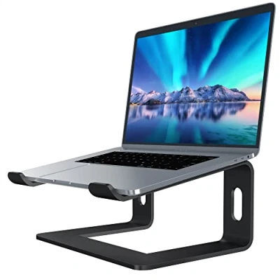 Immagine di Soundance supporto da scrivania in alluminio, compatibile con Mac MacBook Pro Air Apple Notebook, ergonomico metallo, per PC desktop 10 a 15,6 pollici, LS1 Dark Black
