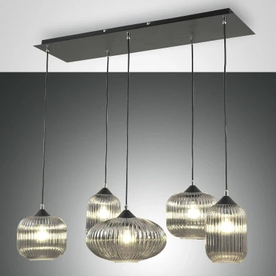 Immagine di Fabas Luce Lampada a sospensione Gillis di vetro, 5 luci