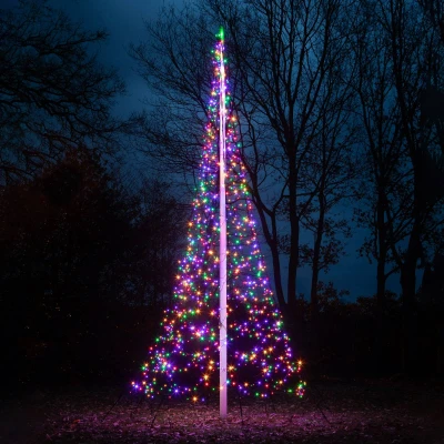 Immagine di Fairybell albero di Natale a LED per esterni nel pennone non incluso (6 metri 1200 LED, Bianco caldo)