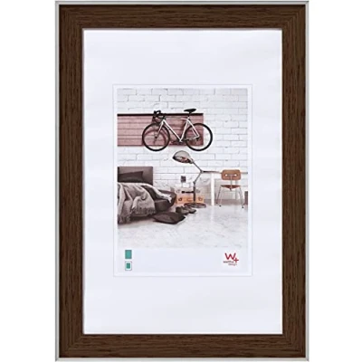 Immagine di walther design noce 18 x 24 cm con bordo esterno argento, cornice bohémien EN824N