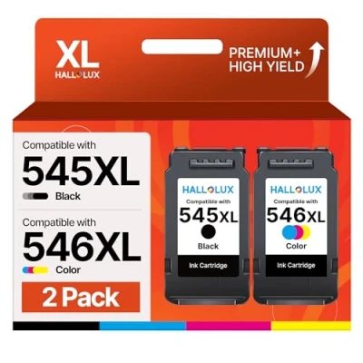 Immagine di HALLOLUX PG 545XL CL 546XL Cartucce d&#039;inchiostro Sostituzione per Canon 545 546 XL Multipack Pixma MX490 MX495 TR4550 TS3150 TR4551 MG3050 MG2950 MG2450 MG2550 MG3053 iP2850 (Nero e Colore)