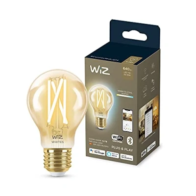 Immagine di WiZ Lampadina Smart WiFi, Luce Bianca da Calda a Fredda Dimmerabile, Filamento Ambrata, E27, 7W, Tecnologia SpaceSense, Controllo Vocale (Alexa, Apple HomeKit, Google Home)