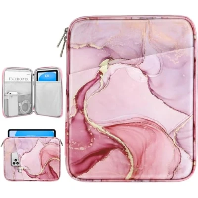Immagine di Dadanism 9 11&quot; Custodia Sleeve per Tablet Compatibile con iPad Air 2024, 10,2 2021 2019, PRO 11 M4 2024 2018, 5/4 10,9 10a Gen, Galaxy Tab S9 FE/A8/A9+, Rosa nuvoloso