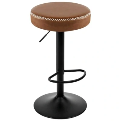 Immagine di EUGAD Sgabello Alto, Bar, da Colazione Regolabile in Altezza, Sedia Imbottita Girevole, Sedie Bar PU Vintage, Marrone, 1085BY 1