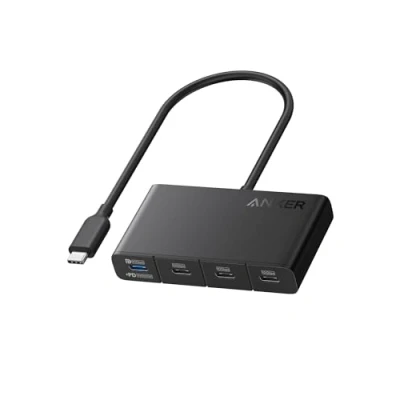 Immagine di Anker USB C Hub, Fast 10Gbps 3.2 Display to 4 Port Hub with 100W Max PD IN for MacBook Pro, iPad, iPhone 15, Surface Dell and More