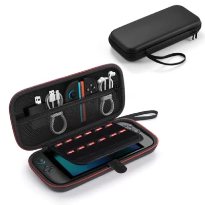 Immagine di BYDIFFER Custodia per Nintendo Switch 2, Protettiva 2 Accessori 2025, Duro da Viaggio con 12 Slot Schede di Gioco, Nero