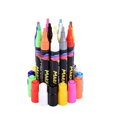 Immagine di MILA MARKERS Vaci 11 pennarelli a gesso liquido multicolori Include mini lavagna, 16 etichette e 2 stencil Punta reversibile da 6 mm