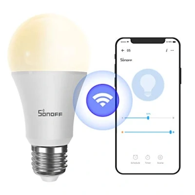 Immagine di SONOFF WiFi Lampadina LED Smart a baionetta B02 B A60, E27, 9W, 806Lm, doppio colore, luminosità e temperatura del colore regolabili, Alexa supportato, 2.4G wifi, APP controllo, Nessun hub Richiesto