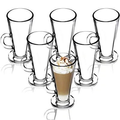 Immagine di KADAX Latte Macchiato Bicchieri, 260 ml, Set di 6, Bicchieri con manico, in Vetro, da Tè, Cappuccino, Tazzine Caffè Vetro