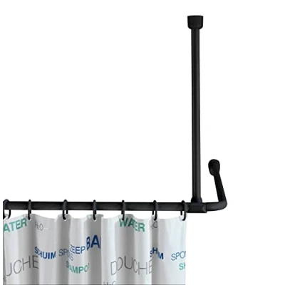 Immagine di WENKO Supporto a soffitto per asta doccia nero, 57cm tubi Nero