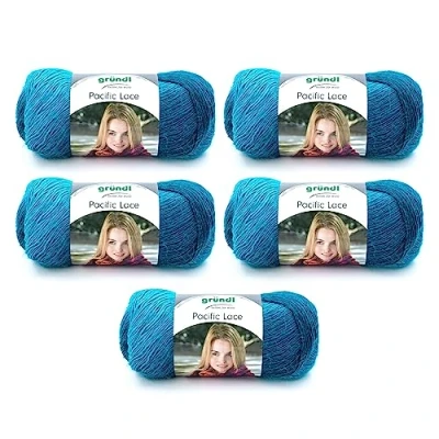 Immagine di Gründl, Packung 5 Knäuel Pacific Lace, Confezione da gomitoli à 100 g di Filato per Maglia a Mano, 80% poliacrilico, Lana, 10% Alpaca, 36 x 20 8 cm, Ocean Color, 31 32 7.5 500 unità