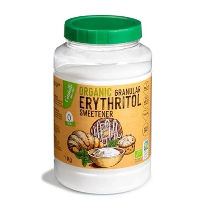 Immagine di Eritritolo Dolcificante Biologico Ecologico 10g = 7g zucchero Sostituto dello 100% Naturale Keto e Paleo 0 Indice Glicemico Calorie Carboidrati Castello since 1907 1 kg