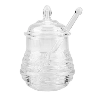 Immagine di Fdit Barattolo Trasparente a Forma di Alveare con Bastoncino dripper conservare dispensare 245 ml