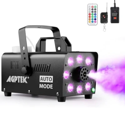 Immagine di Macchina del Fumo, AGPtEK Fumo Con 13 Luci LED Colorate e Effetto RGB, 500 W per 2000CFM Telecomandi Filo Wireless, Perfetto Nozze, Halloween Effetti su Palco