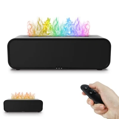Immagine di Wula Diffusore di Oli Essenziali Fiamma,7 Colori LED Aromaterapia a Fiamma, Profumo Ambiente con telecomando e timer, per Camera Letto Ufficio