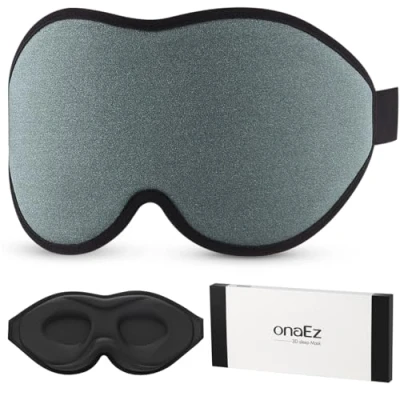 Immagine di OnaEz 2023 maschera per dormire 3D uomo e donna, gli occhi con blocco della luce totale, 12 mm di profondità le orecchie aumentare il naso, occhiali da notte in seta viaggi