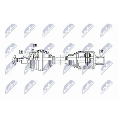 Immagine di NTY NPW ME 073 Albero motore / Semiasse Assale anteriore Sx 509 Trasmissione automatica