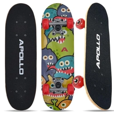Immagine di Apollo Skateboard per Bambini cruiser con cuscinetti a sfera ABEC 3 bambino e bambina dal design originale Skate partire da anni