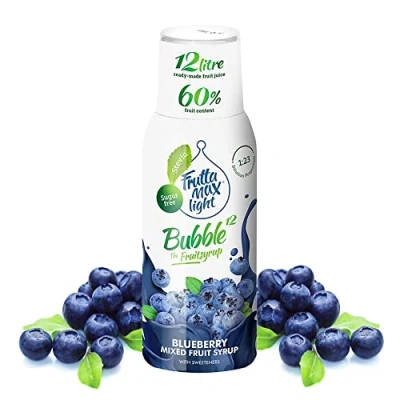 Immagine di Light Con pochi carboidrati Sciroppo Fitness Carb di FruttaMax Zero Zucchero Stevia Contenuto frutta 50% 500 ml (Mirtillo Light)
