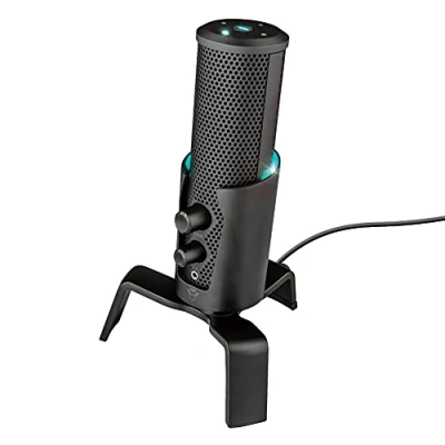 Immagine di Trust Gaming GXT 258 Fyru Microfono PC, 4 Pattern Di Registrazione, Illuminazione LED, USB Per Computer, PS4, PS5, Streaming, Twitch, YouTube, Discord, Canto, ASMR, Podcasting Nero