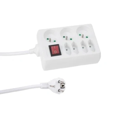 Immagine di Perel Multipresa con interruttore, 4 prese Euro, 3 contatto di terra (tipo E), cavo 1,5 m, 3G1,5, uso interno, bianco