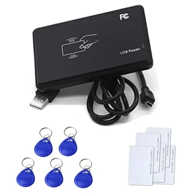 Immagine di YAVIS 125KHz Lettore RFID di carte d&#039;identità senza contatto con interfaccia USB + 5 pezzi EM4100 / TK4100 Portachiavi
