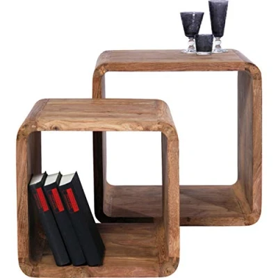 Immagine di Kare Design Authentico Cubi Quadrati 2/Set, Marrone, 42X40X42Cm, Forma Geometrica, Portaoggetti, Mensola, Scaffale Libri, Soggiorno