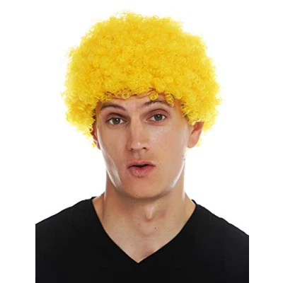 Immagine di WIG ME UP MMAM 9M K3070 Parrucca Carnevale Donna Uomo Clown Giallo Corti Ricci Crespi Afro Testa crespa