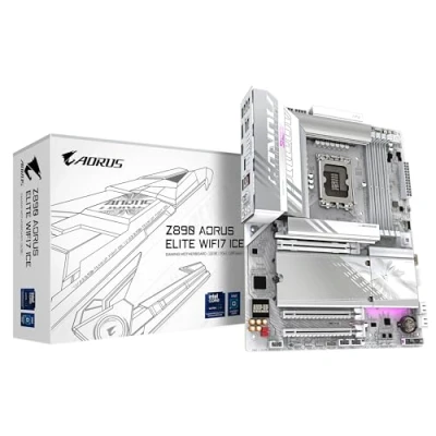 Immagine di GIGABYTE Z890 AORUS ELITE WIFI7 ICE Scheda Madre Supporta CPU Intel Core Ultra (Serie 2), 16+1+2 Fasi VRM, fino a 8800MHz DDR5 (OC), 1xPCIe 5.0 + 3xPCIe 4.0, Wi Fi 7, 2.5GbE LAN, Thunderbolt 4